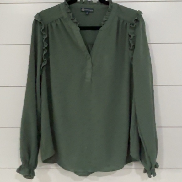 Democracy Tops - Democracy Swiss Dot Green Women's Top